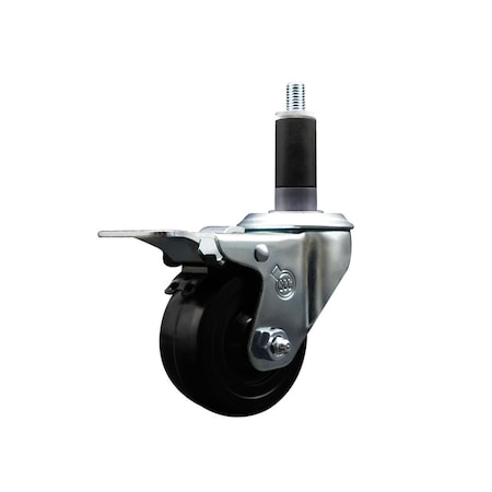 Service Caster 3'' Soft Rubber Swivel 1-1/8'' Expanding Stem Caster Total Lock Brake SCC-EXTTL20S314-SRS-118